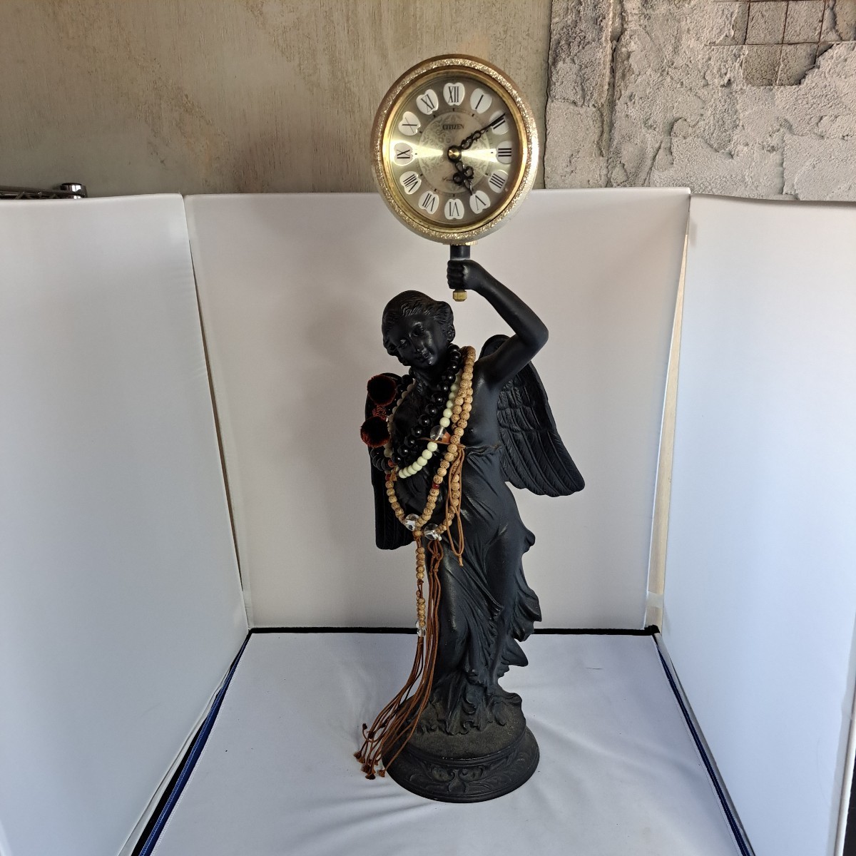 フランス アンティーク 置時計 大理石 ブロンズ像 振り子 手巻き 高さ