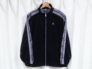 ◆希少美品 adidas アディダス ベロア ジャージー トラックトップ コーチジャケット ブラック 90s Y2K 古着女子 常田 菅田