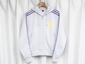 ★希少★adidas アディダス トラックトップ ジャージ パーカー 70s 復刻 クラシックモデル デカ ロゴ ＆ トレフォイル フロッキープリント