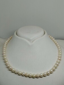 Pearl SILVER necklace パールネックレス 本真珠ネックレス 真珠 シルバー 本真珠　アコヤ真珠　6.5-7mm 41cm 28.8g 限定品　照り良し
