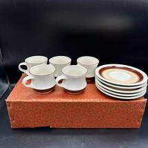 高級陶器　カップ&ソーサー ５客セット　コーヒーカップ　ティーカップ　茶器　茶道具　食器　マグカップ　小皿　Z15_画像1