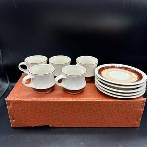 高級陶器　カップ&ソーサー ５客セット　コーヒーカップ　ティーカップ　茶器　茶道具　食器　マグカップ　小皿　Z15