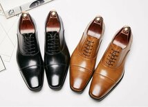 新品特売 シューズ メンズ ビジネスシューズ 本革 レザーシューズ 職人手作り 革靴 フォーマル 通勤 結婚 紳士靴 ブラウン 24.5cm_画像10