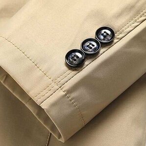 スプリングコート メンズ コート ビジネスジャケット 高品質 ステンカラーコート 紳士 無地 アウター 細身 ネイビー M~4XLの画像8