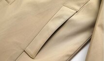 スプリングコート メンズ コート ビジネスジャケット 高品質 ステンカラーコート 紳士 無地 アウター 細身 ネイビー M~4XL_画像9