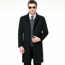 新品 メンズ コート 高級 ウール テーラードコート カシミヤ ロングコート ジャケット 柔らか ラシャー 紳士 ビジネスコート　灰_画像3