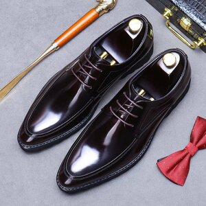 最高級 新品 ビジネスシューズ メンズ 本革 レザーシューズ 職人手作り 革靴 上質 フォーマル 紳士靴 大人気 コーヒー 26.5cm