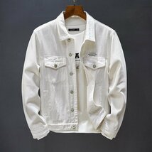 メンズデニムジャケット　長袖　ホワイト　シンプル　こなれ感　Gジャン　白　Ｍ～5ＸＬ_画像1