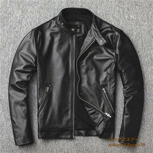 26万■最上級*ナッパ 本革 ライダー革ジャン 牛革 バイクジャケット メンズライダース レザージャケット バイクウェア 超豪華 細身 4XL