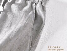 超美品リネンパンツ メンズ スラックス ストライプ柄 チノパン 薄手 サマーパンツ ストレート 紳士リブパンツ イージーパンツ グレー 2XL_画像4