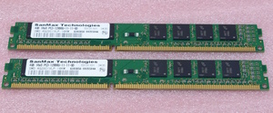 ◎SanMax SMD-4G28C1VLP-16KM 2枚セット - PC3-12800U/DDR3-1600 Micronチップ 240Pin VLP DDR3 SDRAM 8GB(4GB x2) 動作品