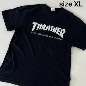 【used】【THRASHER 】スラッシャー　メンズ　半袖Tシャツ　ブラック 黒　古着 ロゴTシャツ XL