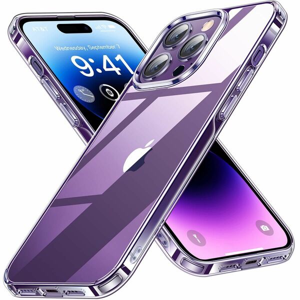CASEKOO iPhone14ProMax 用 ケース クリア　ガラスフィルム　 強化ガラス iPhone 　ケース　セット