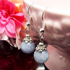  natural stone earrings aquamarine large 10mm flower Power Stone communication 3 month 