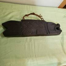 J-122 アンティク　骨董品　ぎょく魚鼓　魚版　魚邦 高さ18cm 横60cm　奥行6.5cm _画像1