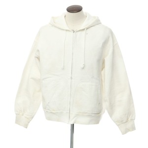 【中古】バウワウ BOWWOW × BEAMS コットン ジップアップ パーカー ホワイト【サイズL】