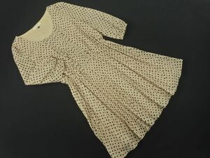  cat pohs OK PROPORTION Proportion Body Dressing dot pleat 7 minute sleeve One-piece size3/ beige *# * dja5 lady's 