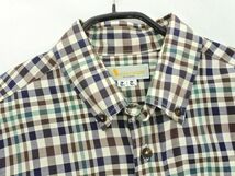 ネコポスOK Aquascutum アクアスキュータム チェック シャツ 茶ｘ紺ｘ緑 ◇■ ☆ djb6 メンズ_画像2