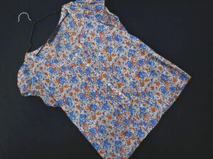 ネコポスOK ZARA basic ザラ ベーシック 花柄 ブラウス シャツ sizeL/青 ■◆ ☆ djb8 レディース