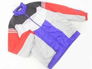 adidas アディダス 銀タグ ヴィンテージ ナイロン ジャケット sizeL/ライトグレーｘ赤ｘ紫 ◇■◎ ☆ djc3 メンズ