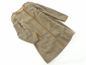 ZARA basic ザラ ベーシック パイピング ノーカラー コート sizeM/ブラウン ◆■ ☆ djc4 レディース