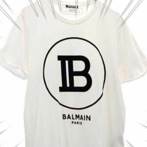 バルマン ロゴ 半袖 Tシャツ M ホワイト系 BALMAIN メンズ メール便可