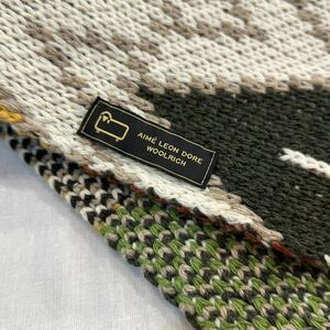 AIME LEON DORE × WOOLRICH Intarsia Scarf ウールリッチ 別注 エメ レオン ドレ スカーフ Wool Muffler ウール マフラー イタリア製