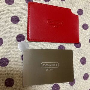 COACH 手鏡 ケース付き コーチ 赤　ミラー　未使用品　※難あり　商品詳細要確認の上ご購入ください