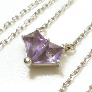 J◇K18WG プライベートレーベル アメジスト付 ネックレス ホワイトゴールド 18金 750 40cm White gold Amethyst necklace【ネコポスOK】