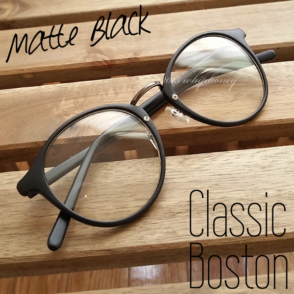 アウトレット レトロクラシックボストンメガネUV 伊達眼鏡 だてめがね 艶消しマットブラック メンズ レディース サングラス