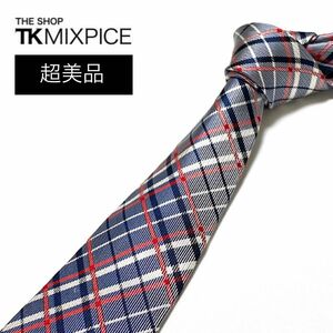 超美品 THE SHOP TK MIXPICE ネクタイ チェック柄 ネイビー レッド