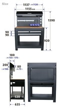 ワークテーブル バックボード付 作業台 ワークベンチ 引き出し／ライト付 ペグボード W1155×D635×H1590mm（個人様は営業所止め）KIKAIYA_画像7