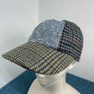 Hanna Hats tweedマルチパターンキャップ ハンナハッツ クレイジーパターン M 古着 カントリー