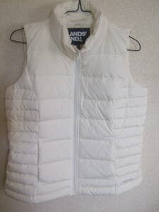  postage included! beautiful goods! Ran z end LANDS END; white down vest ;M size water-repellent ; pocket equipped ;