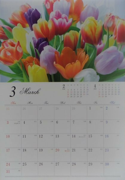 【送料無料：すぐに発送：カレンダー :「花／フラワー」:2024年:A3】★綺麗な「花」★44x29cm：壁掛け FLOWER 花束：暦・こよみ：S