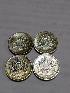 英国イギリス 1ポンドPOND　4枚セット　エリザベス2世　1983年記念硬貨