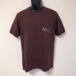 MHL /マーガレットハウエル /メンズL 半袖Tシャツ ポケットTシャツ トップス カットソー ロゴプリント カジュアル 古着