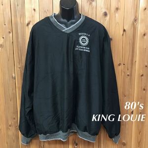 80's /USA製 /KING LOUIE キングルイ メンズ2XL プルオーバージャケット Ｖネック ロゴ刺繍 アメカジ スポーツ USA古着 ビンテージ古着