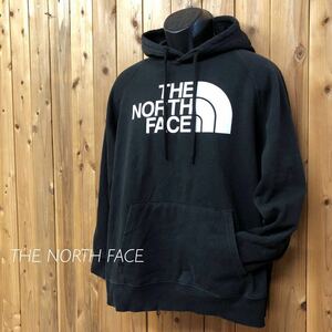 THE NORTH FACE/ノースフェイス レディースXL 黒 長袖 スウェット プルオーバーパーカー 裏起毛 トレーナー ビッグロゴ アウトドア USA古着