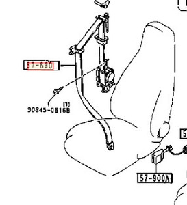 【次回入庫未定】マツダ 純正 未使用品 ロードスター NA8C フロント シートベルト B 1995/08 -内装色 NA3 NA7 NA8 ブラック 