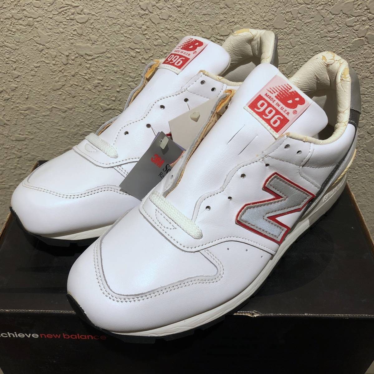 完全ジャンク デッドストック USA製 NEW BALANCE M996WA US9.5D 27.5cm ビンテージ アメリカ米国製ホワイト×レッド×グレー 白/赤