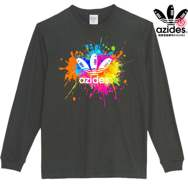 【azides黒S】アジデスペイントロングTシャツ おもしろロンT 長袖 魚釣り プレゼント 新品 送料無料