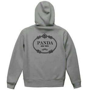 【灰Mパロディ8.4oz/ZIP】PANDAジップパーカー面白いおもしろうけるネタプレゼント送料無料・新品