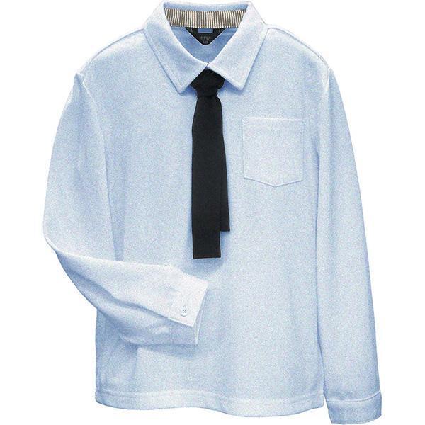 ☆新品☆ 長袖 ポロシャツ 100 ネクタイ付き 子供服 男の子 キッズ サックス 3108 カノコ 通年 結婚式 入園式 卒園式 入学式 発表会 中国製