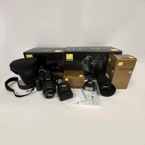 1円~【通電確認済み】Nikon ニコン D5000 ダブルズームキット DX AF-S NIKKOR 18-55mm 1:3-5.6G 55-200mm 1:4-5.6G ED カメラ G150907