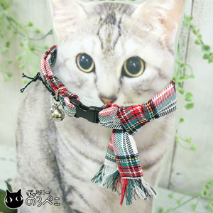  muffler похоже . кошка Chan для безопасность ошейник ~ белый красный зеленый tartan проверка l кошка старательно ... автор san .... мягкость . ошейник.!