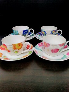 ungaro paris MAEBATA JAPAN カップ&ソーサー ウンガロ 前畑陶器 ティーカップ コーヒーカップ 茶器 食器 パステルカラー 花柄 