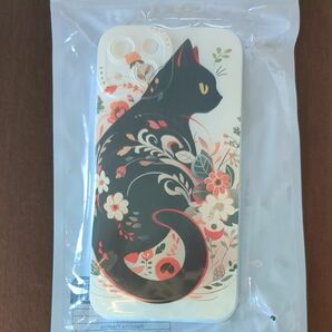 iPhone13　黒猫&花