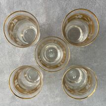 ヴィンテージ チャイグラス&ソーサー 5客セット トルコ製 クリスタルグラス ゴールドライン カットガラス 自宅保管品 　　_画像6