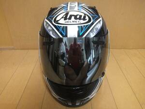 中古 Arai アライ アストロIQ フラッシュ ブルー ASTRO-IQ FLASH サイズS(55・56) フルフェイスヘルメット シルバーミラーシールド交換